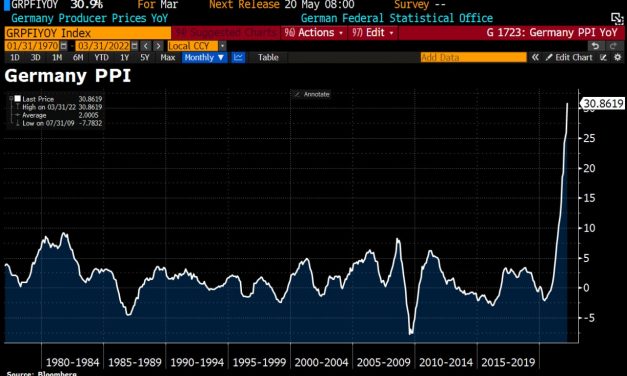inflazione tedesca dei prezzi alla produzione (PPI) è balzata del 30,9%