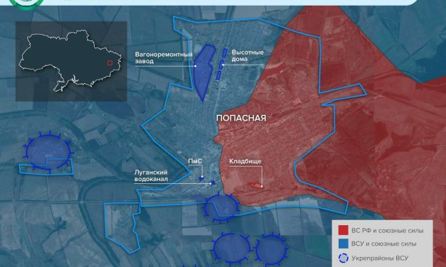 Nuova mappa della situazione in Popasna da MFAN